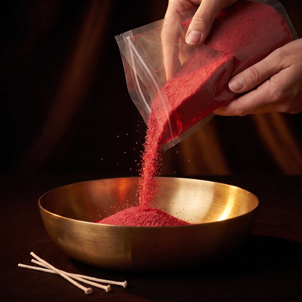 Vela de arena roja con aroma a guayaba
