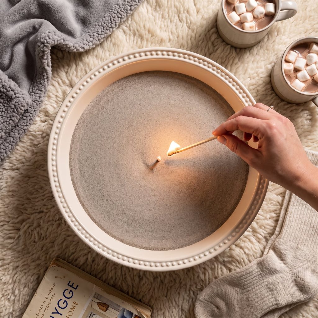 Vela de arena beige con aroma a guayaba