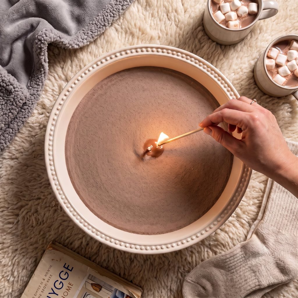 Vela de arena marrón con aroma a café
