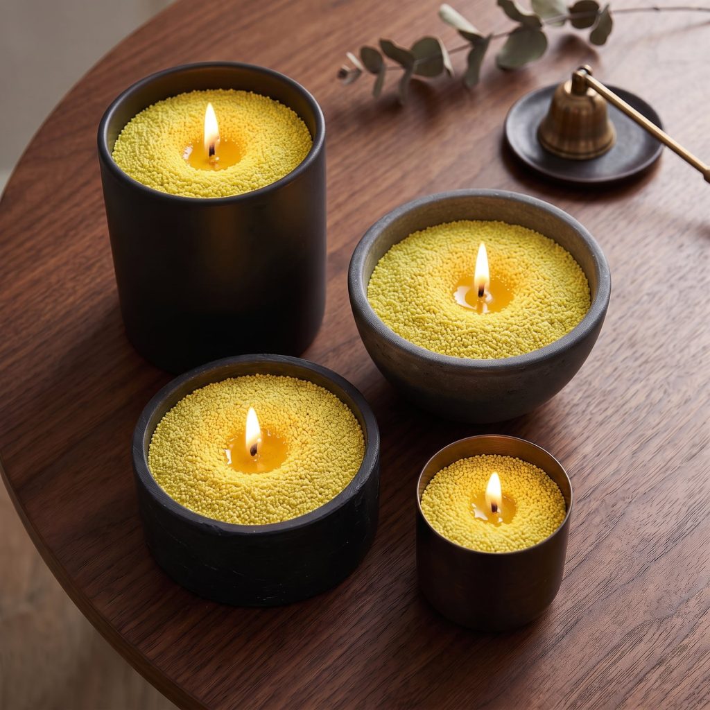 Vela de arena amarilla con aroma a limón