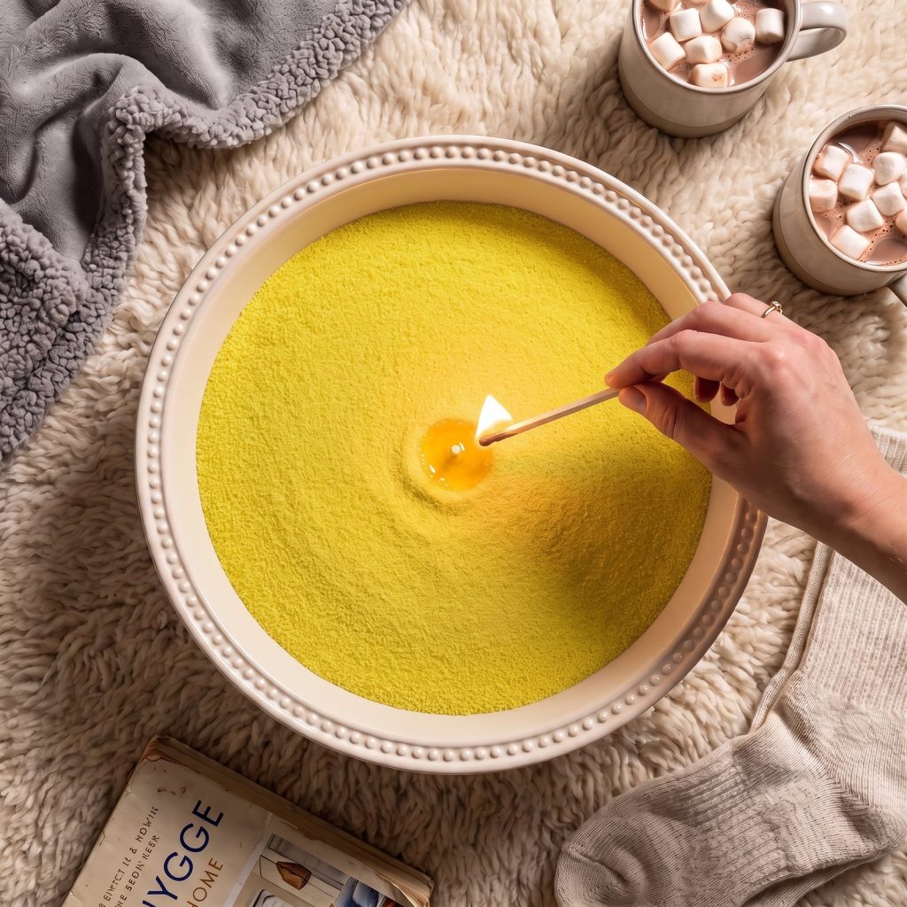 Vela de arena amarilla con aroma a limón