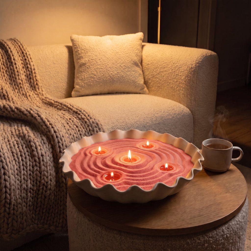 Vela de arena coral con aroma a frambuesa