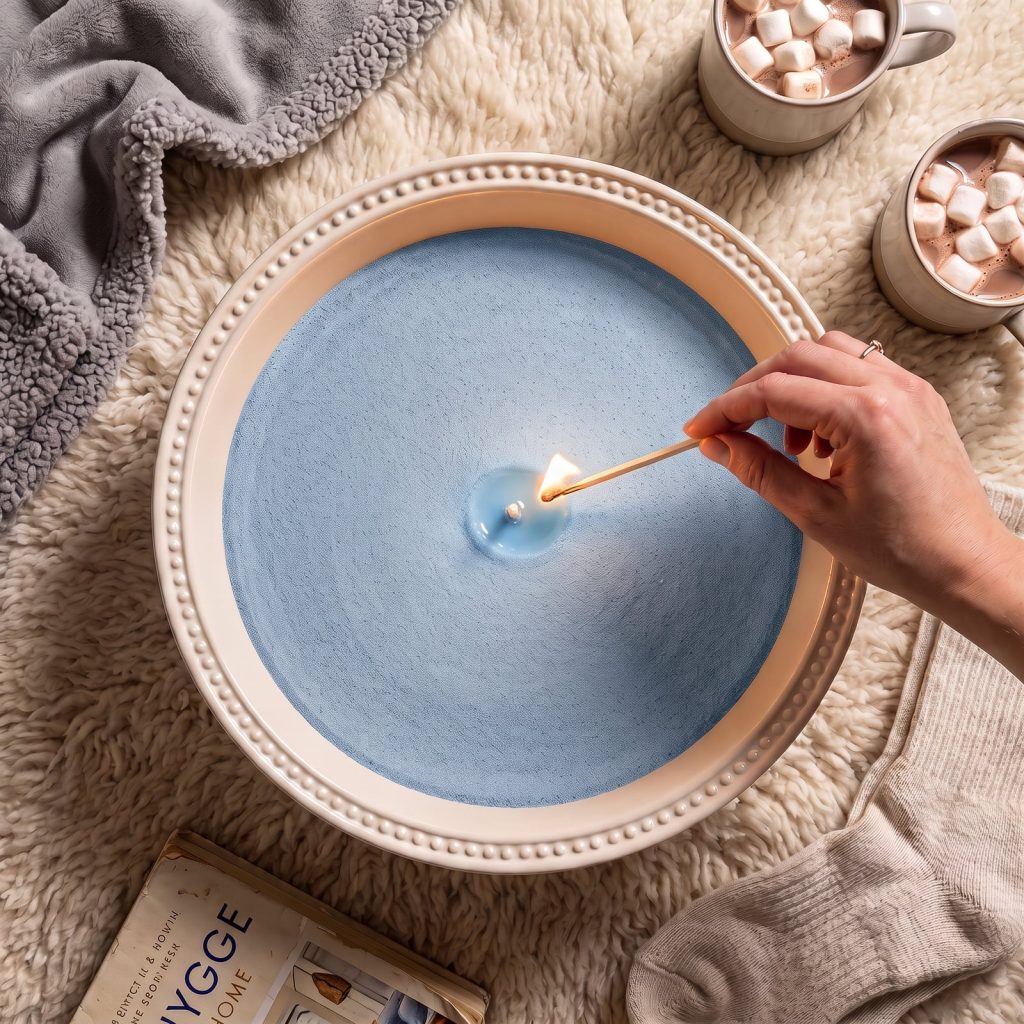 Vela de arena azul con aroma a brisa marina
