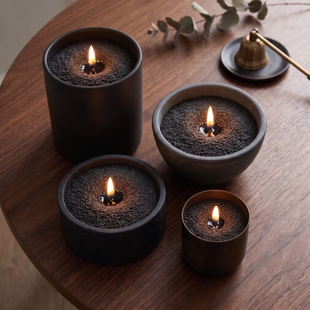 Vela de arena negra con aroma a vainilla