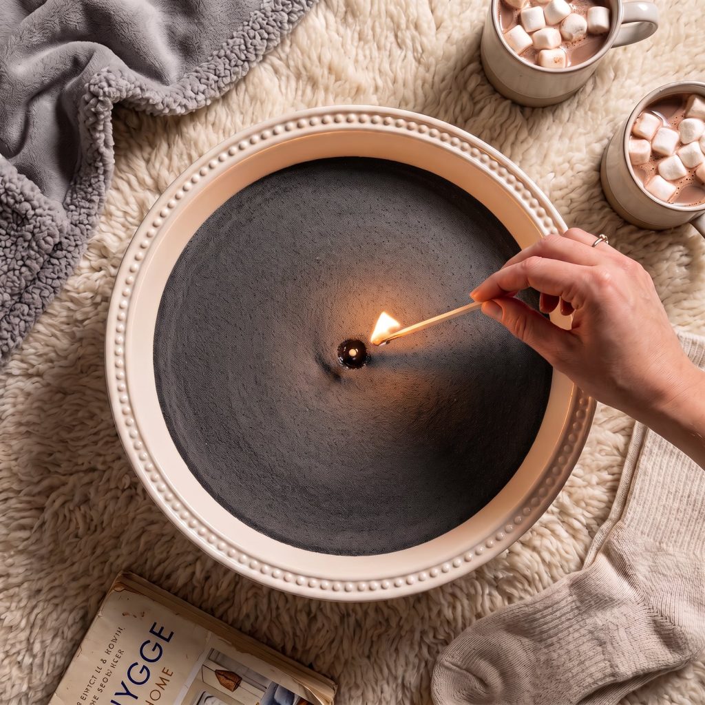 Vela de arena negra con aroma a vainilla